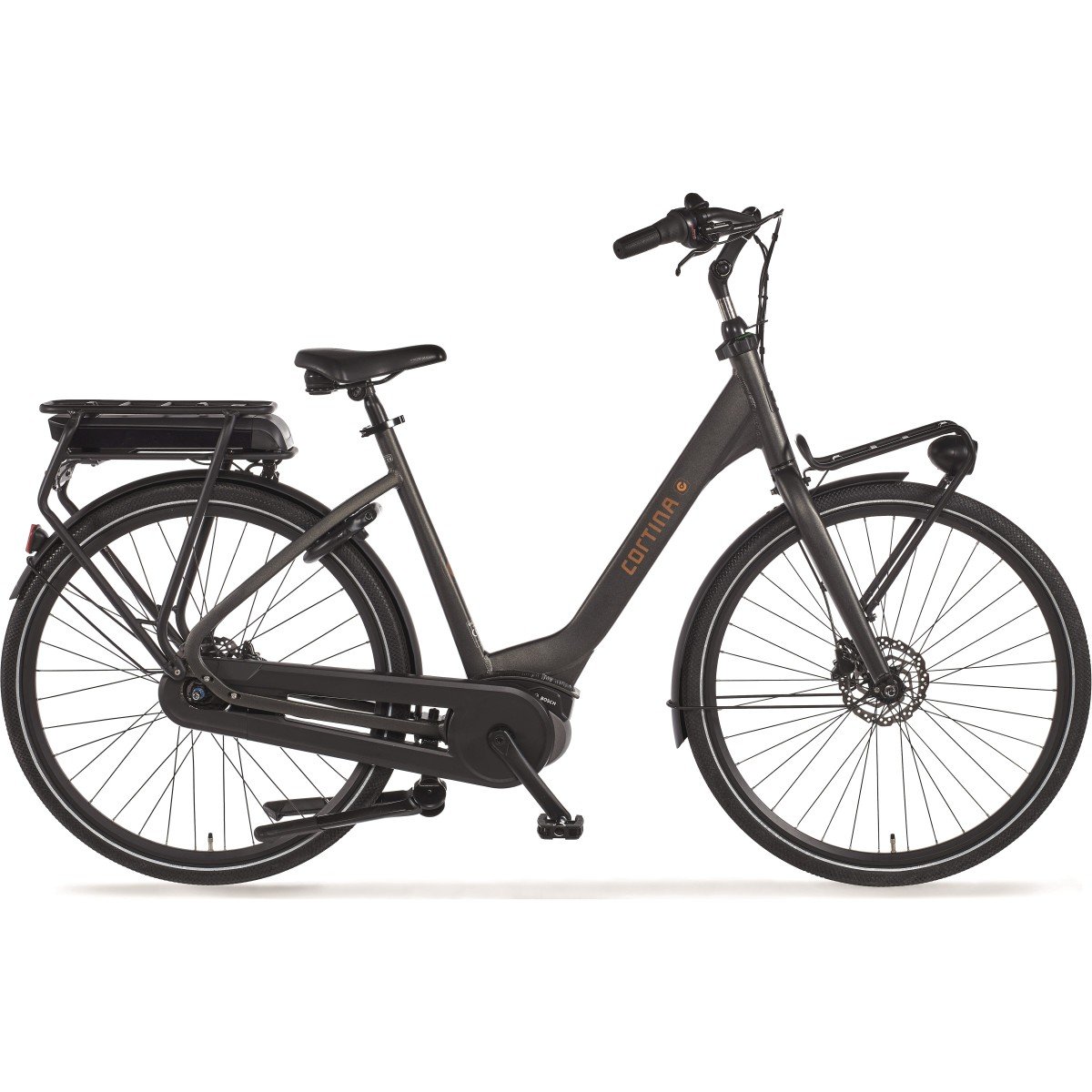 Cortina E-common Family 300wh Black Gold Matt 50cm Dames